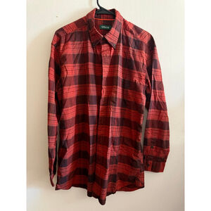 Men's ORVIS Red & Brown Plaid Casual Button Down Shirt L